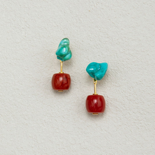 MIST X CHARU | South Red Agate and Turquoise Earrings