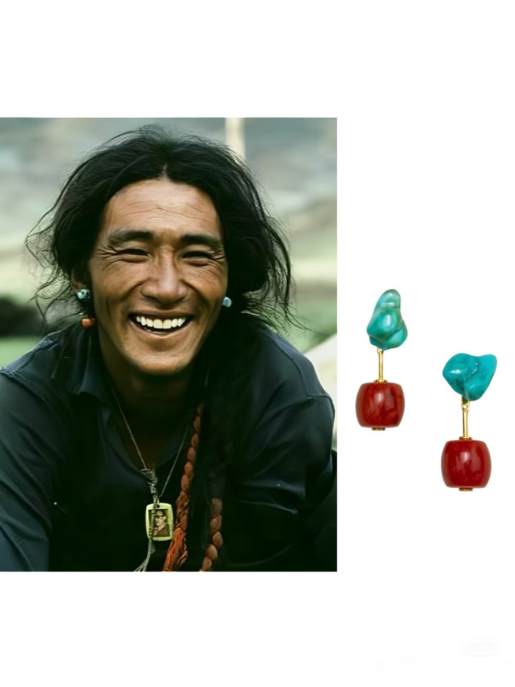 MIST X CHARU | South Red Agate and Turquoise Earrings