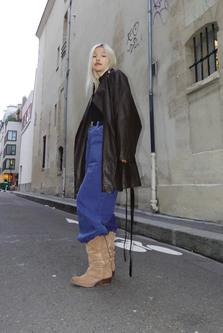 Oversize leather trench coat