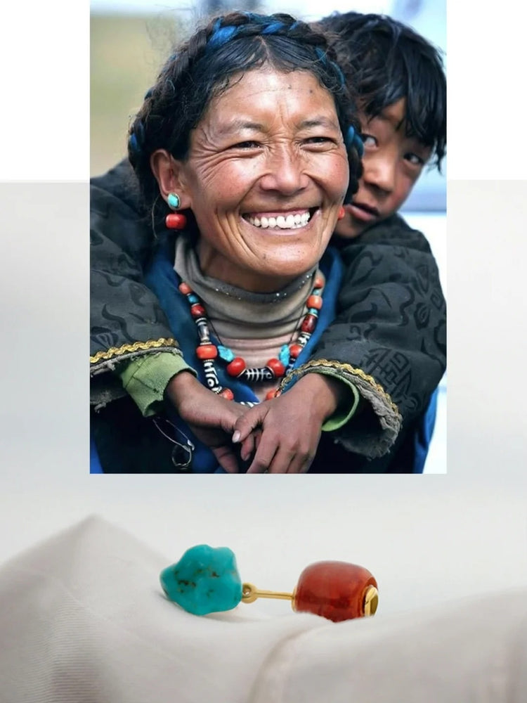 MIST X CHARU | South Red Agate and Turquoise Earrings
