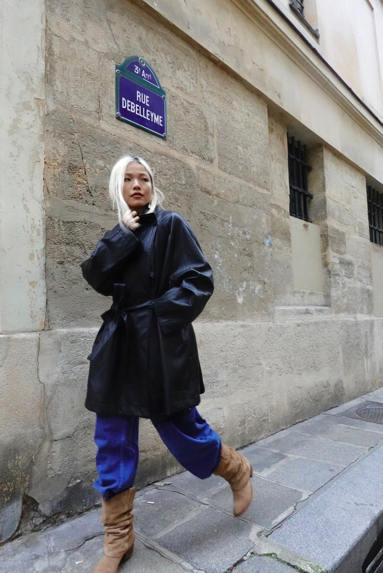 Oversize leather trench coat