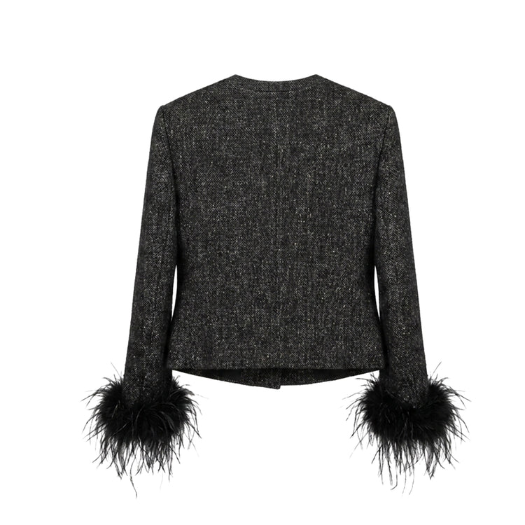 MIST | Jacket with Detachable Fur Trim Cropped