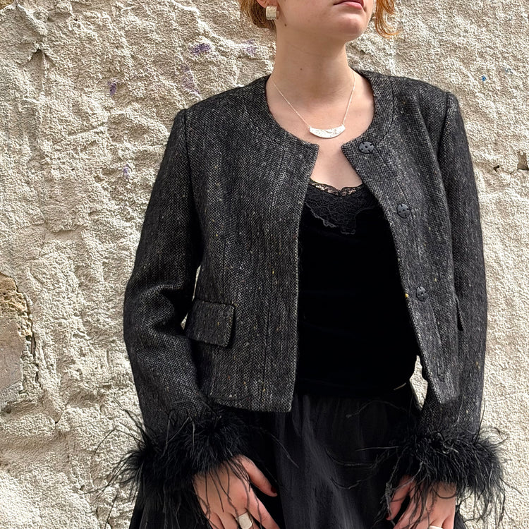 MIST | Jacket with Detachable Fur Trim Cropped