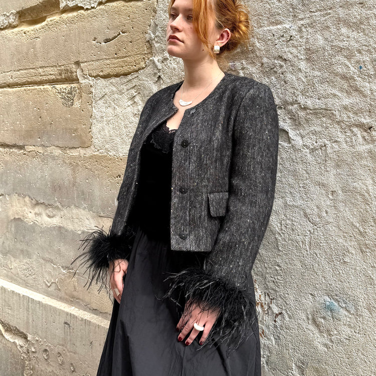 MIST | Jacket with Detachable Fur Trim Cropped
