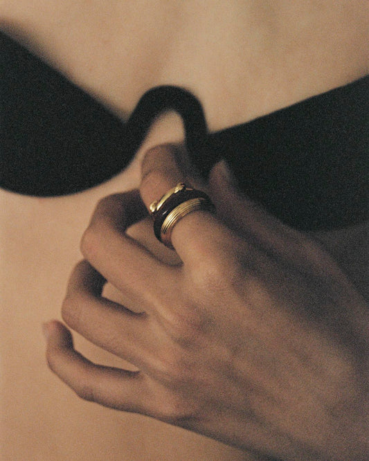 herherlin | Double-layer Ring with Red Tiger's Eye 红虎眼石素纹