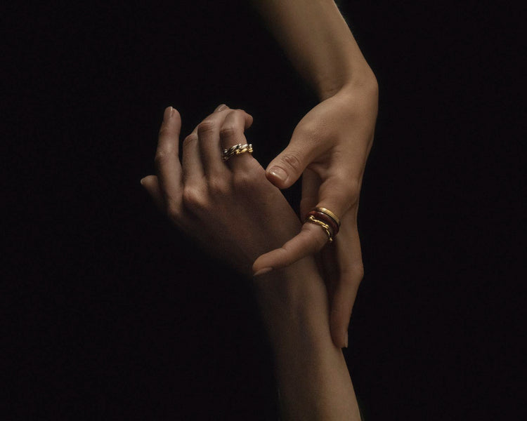 herherlin | Double-layer Ring with Red Tiger's Eye 红虎眼石素纹
