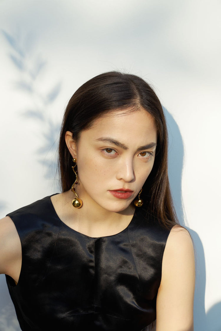 herherlin|Spherical Red Tiger's Eye Earring 球形红虎眼石