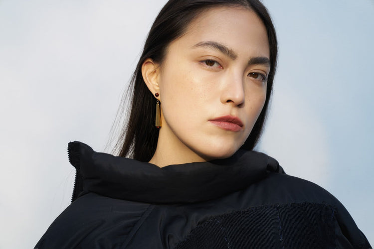 herherlin| Fan-shaped Red Tiger's Eye Earring