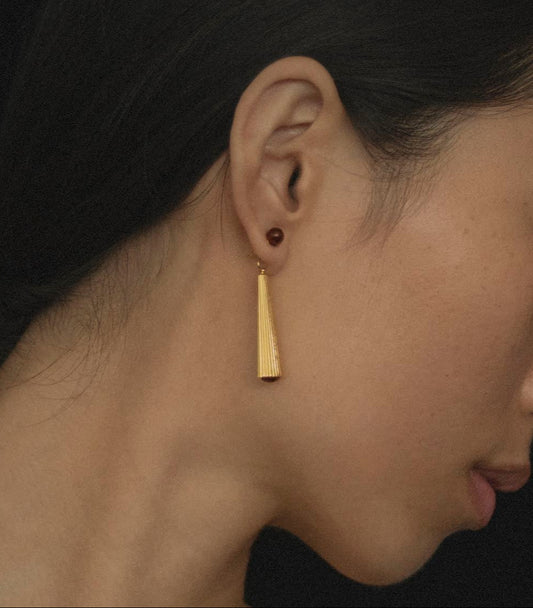 herherlin| Fan-shaped Red Tiger's Eye Earring