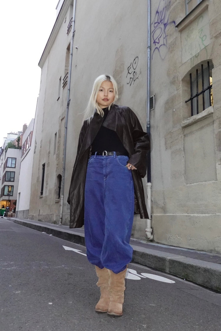 Oversize leather trench coat