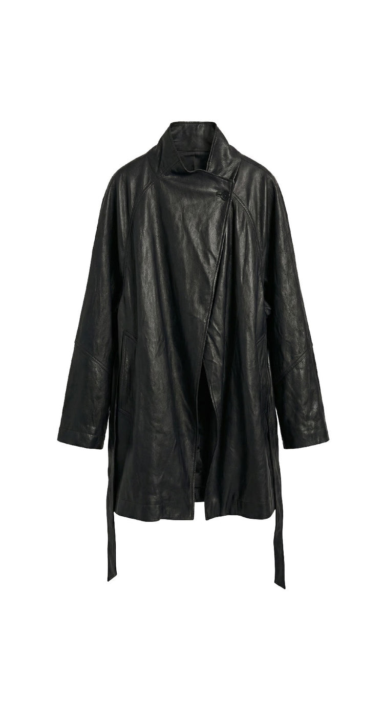 Oversize leather trench coat