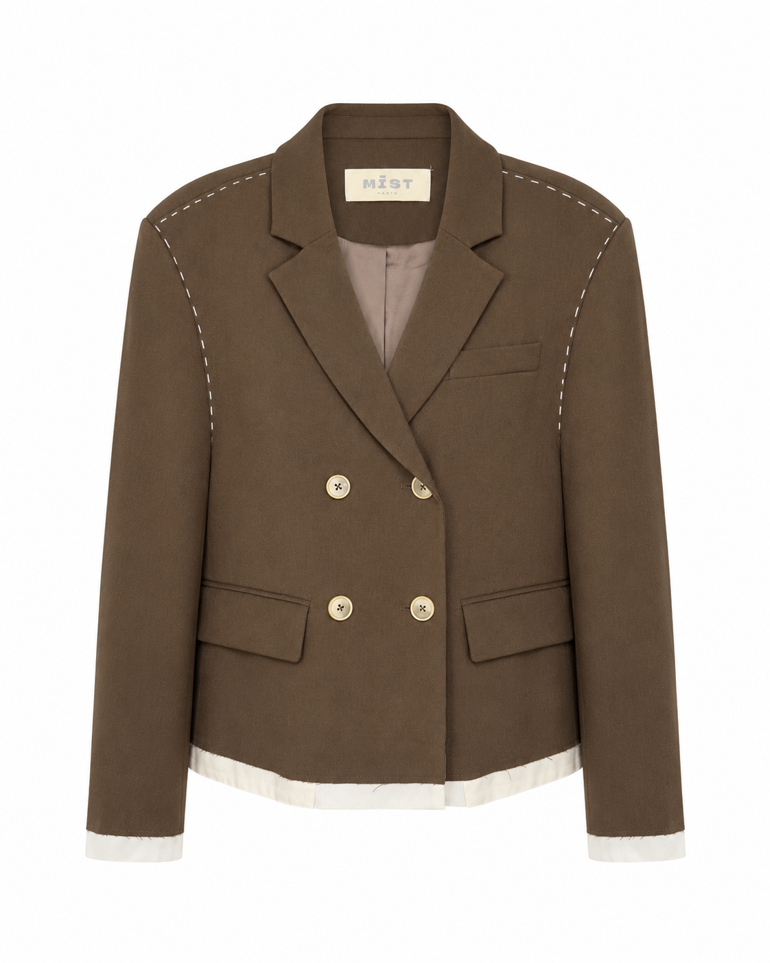 MIST | AW26 Contrast-Stitch Double-Breasted Blazer-1