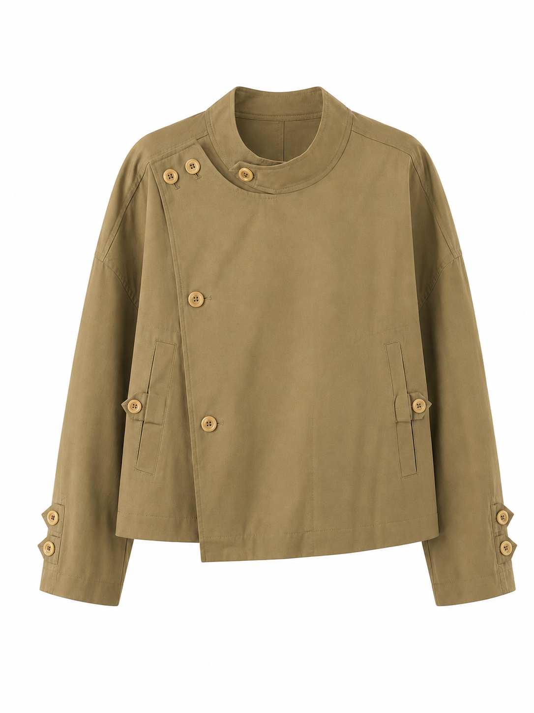 MIST | AW26 Asymmetric-Button High-Neck Jacket-4