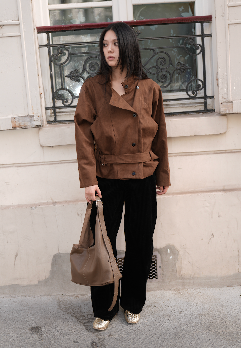 MIST | AW26 Belted Stand-Collar Suede Jacket