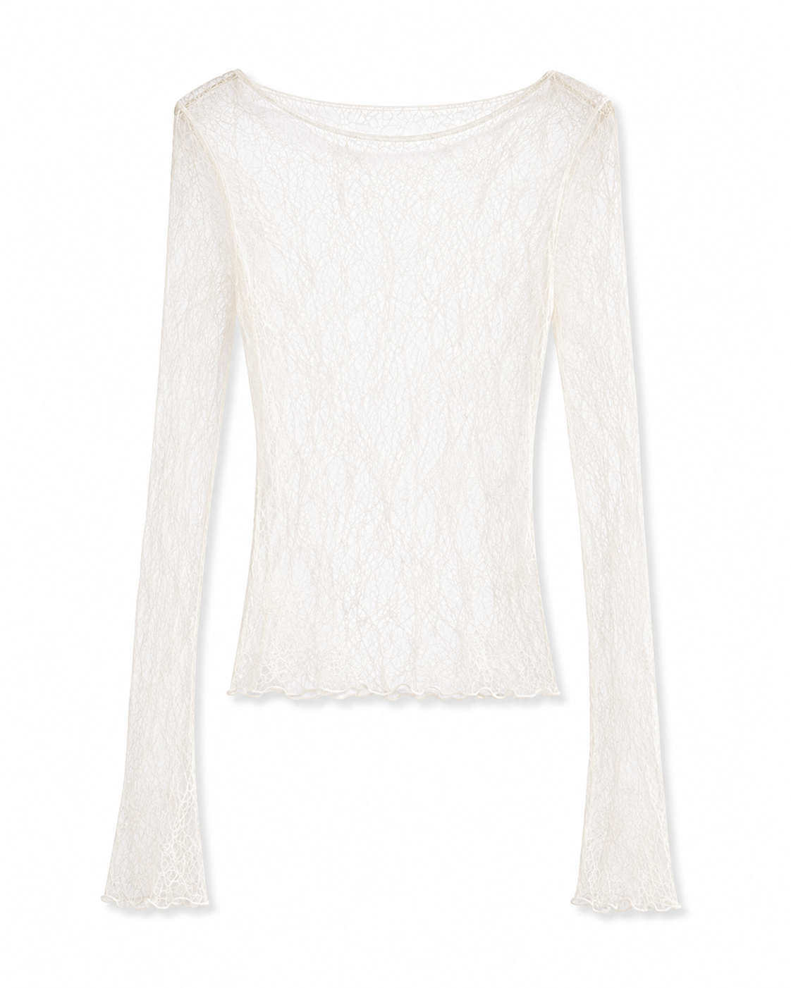 MIST | AW26 Sheer Textured Flared-Sleeve Top