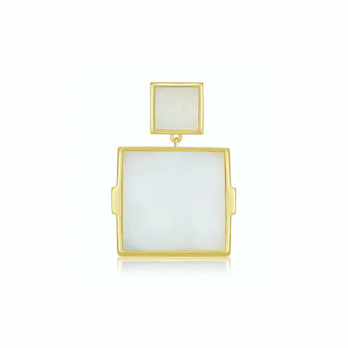 Tracey Chen| 天然雙方形白翡耳釘 Natural Double Square Jadeite Earring