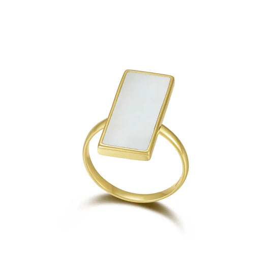 Tracey Chen| 天然長方白翡戒指 Natural Rectangular Jadeite Ring