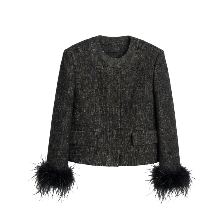 MIST | Jacket with Detachable Fur Trim Cropped