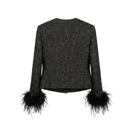 MIST | Jacket with Detachable Fur Trim Cropped