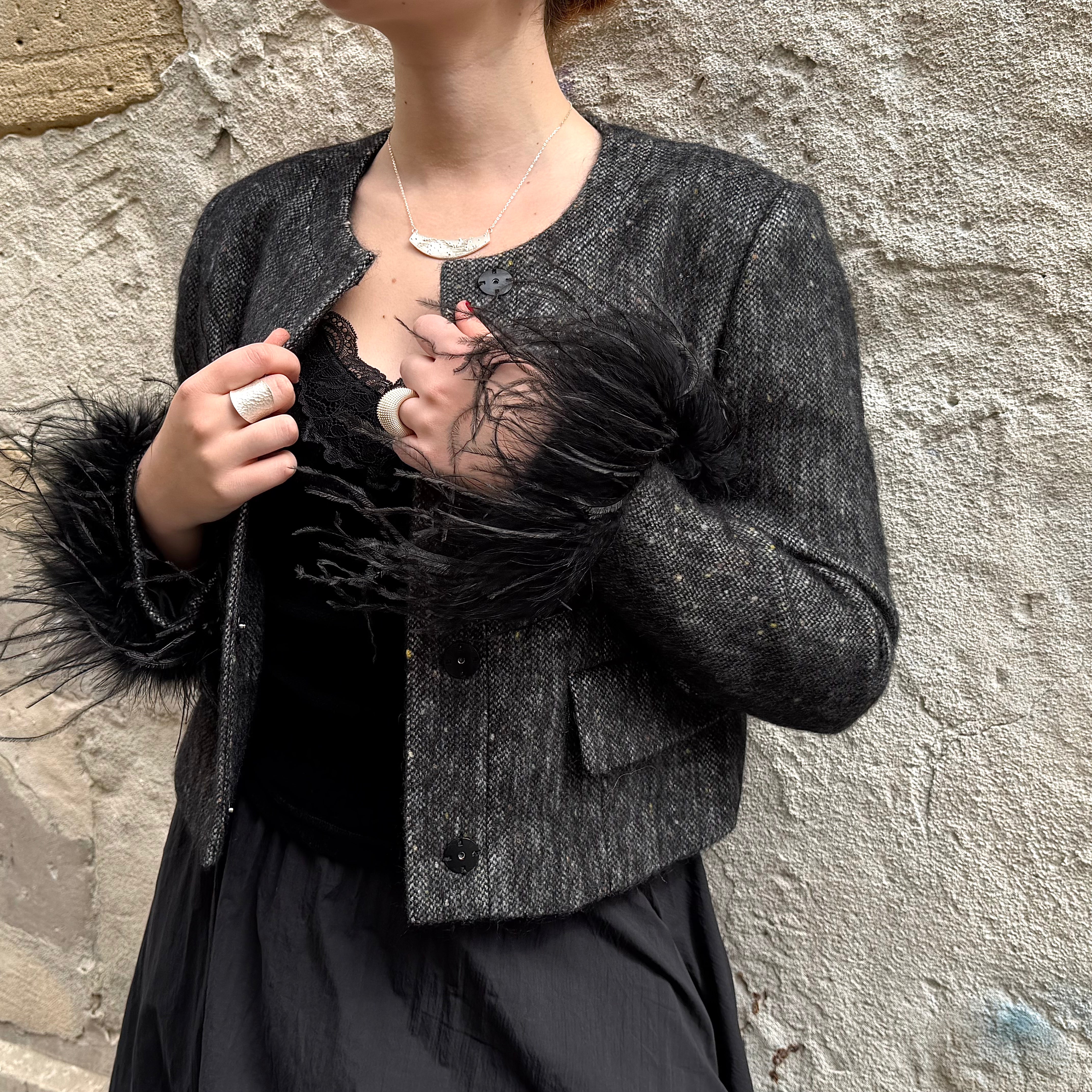 MIST | Jacket with Detachable Fur Trim Cropped
