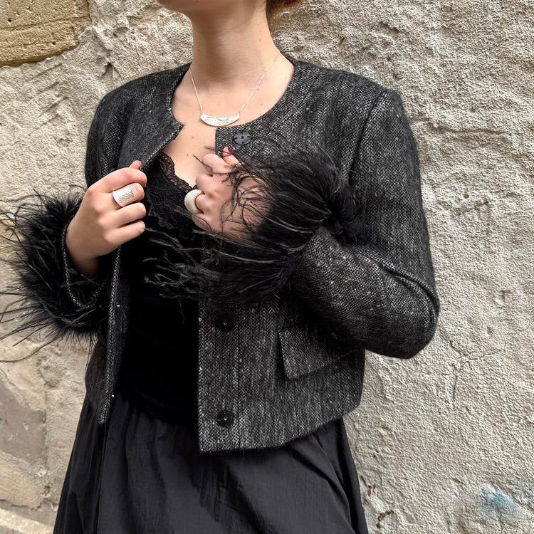 MIST | Jacket with Detachable Fur Trim Cropped