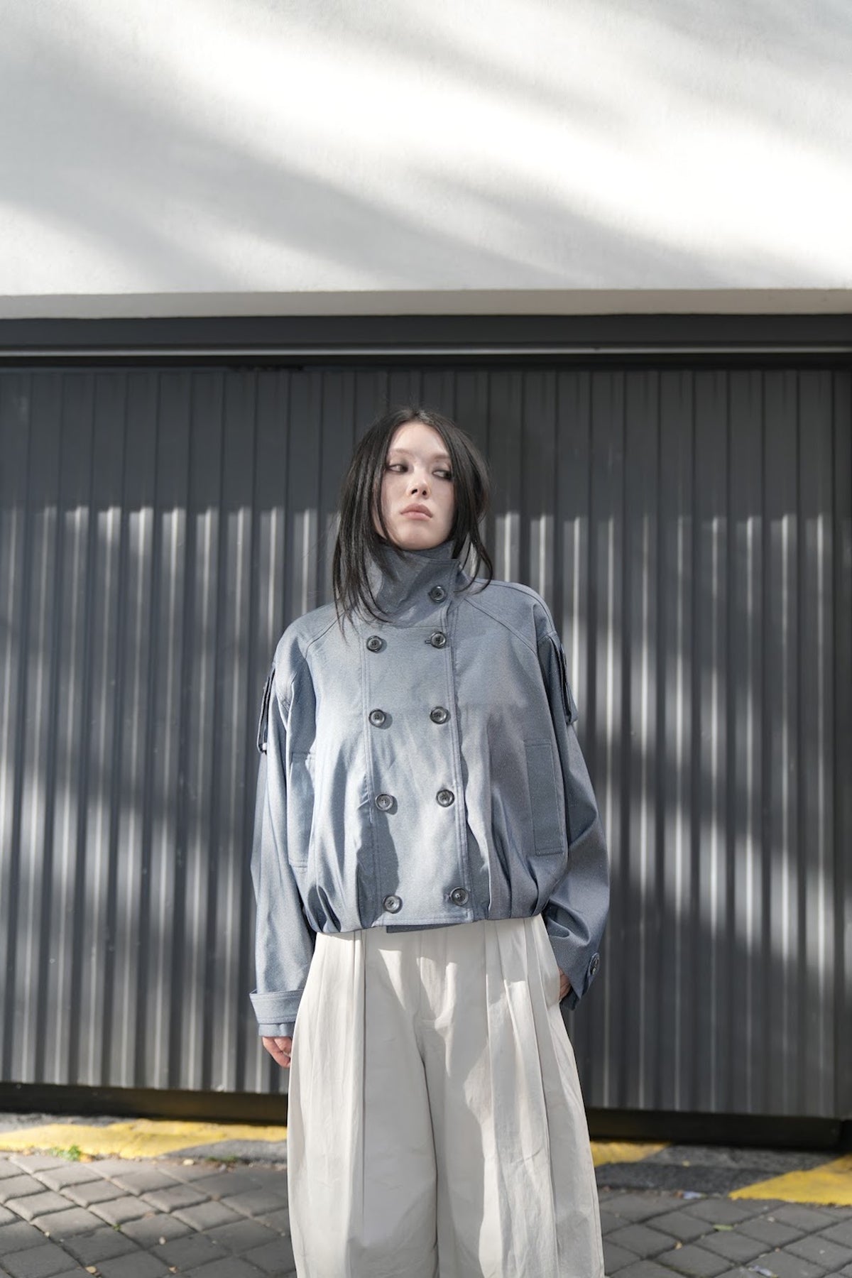 MIST | AW26 Cropped High-Neck Double-Breasted Jacket
