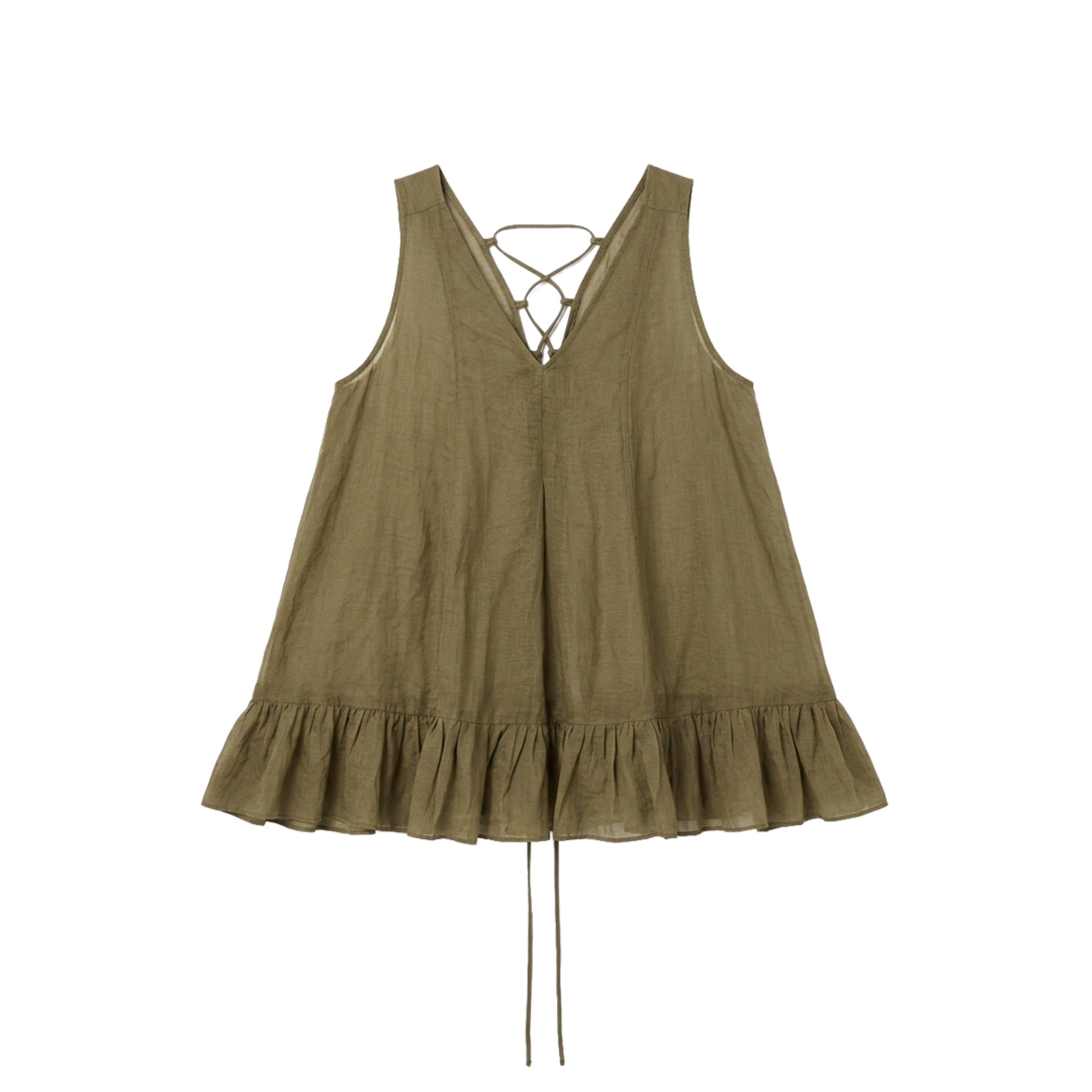 MIST | SS26 Lace-Up Ruffle Top