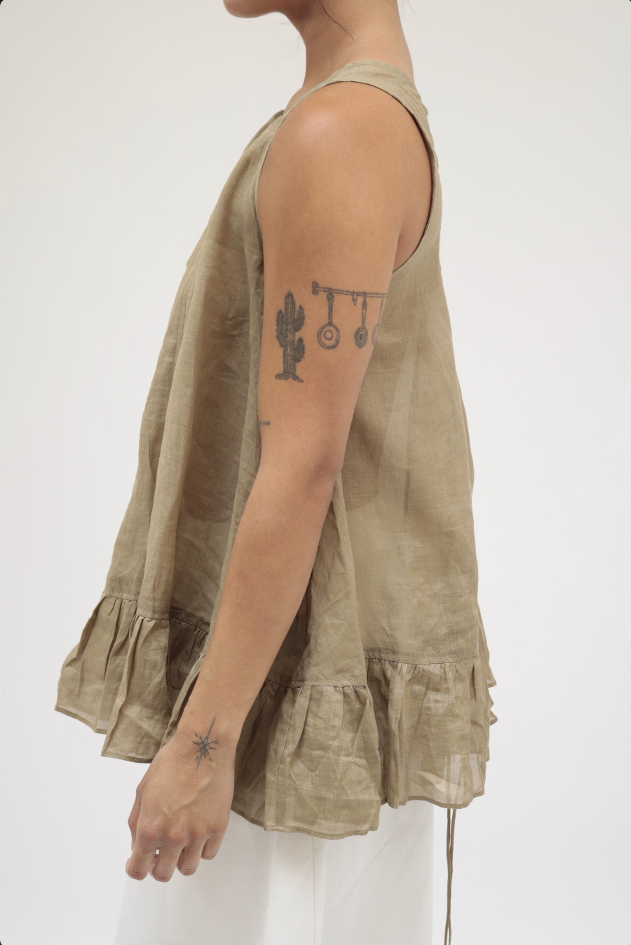 MIST | SS26 Lace-Up Ruffle Top