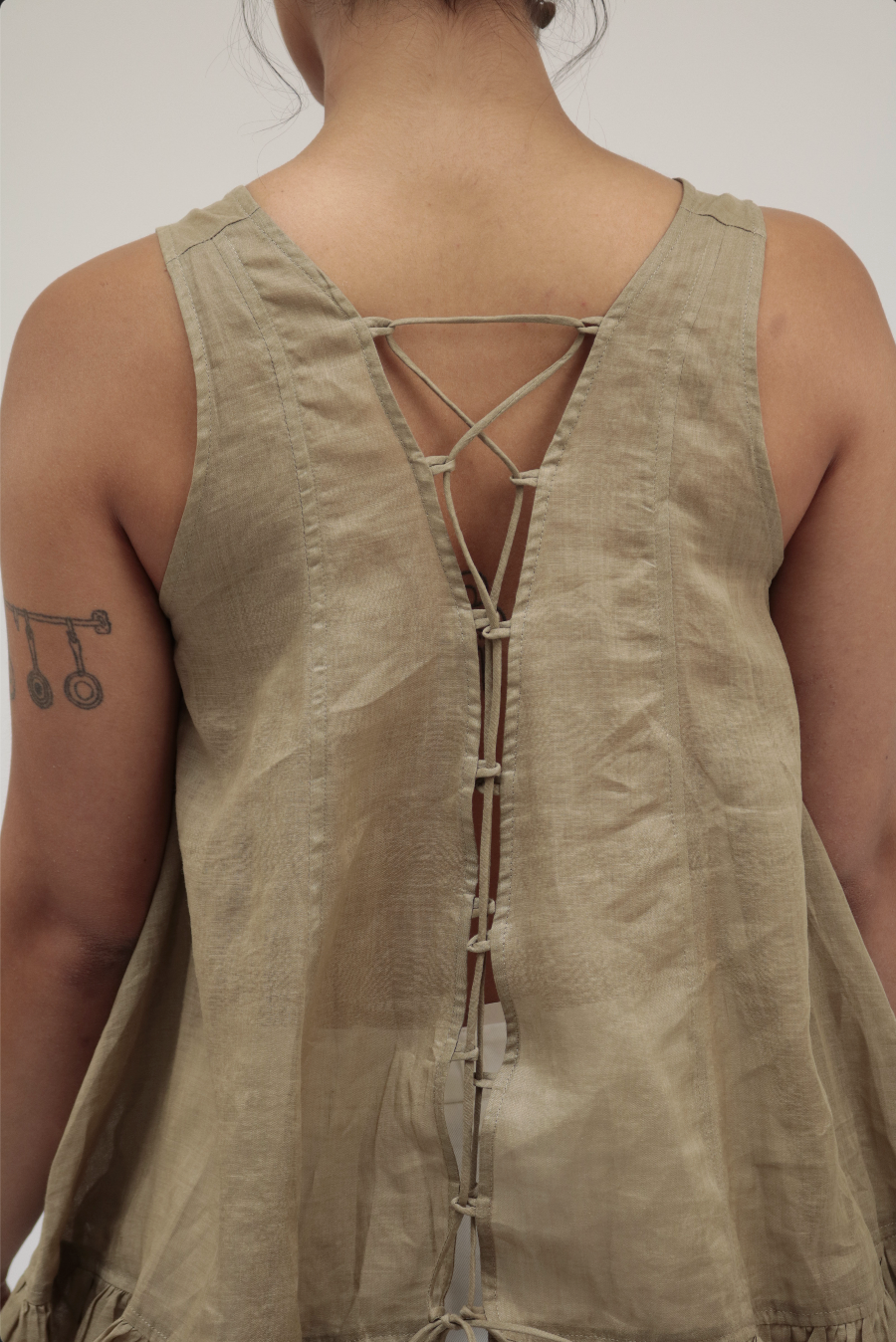 MIST | SS26 Lace-Up Ruffle Top