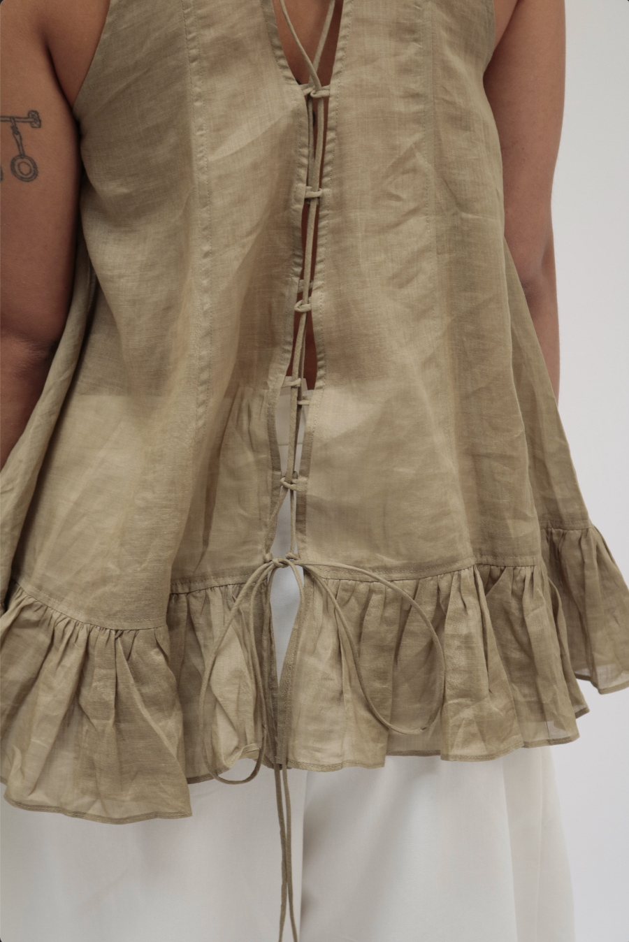 MIST | SS26 Lace-Up Ruffle Top