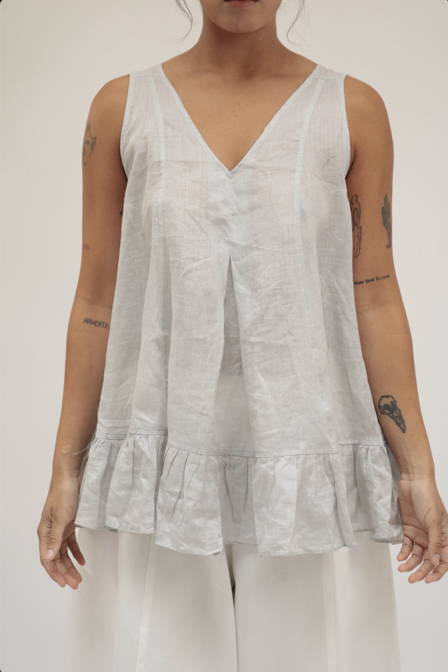 MIST | SS26 Lace-Up Ruffle Top
