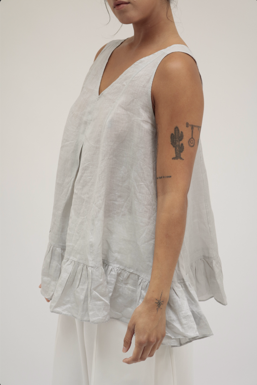 MIST | SS26 Lace-Up Ruffle Top