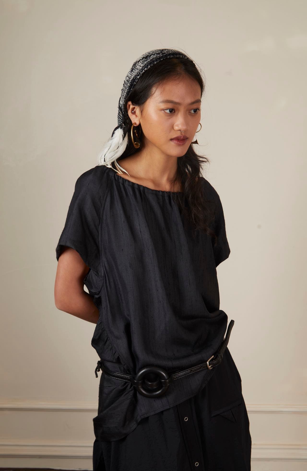 CAIRA | Silk Knotted Neckline Top
