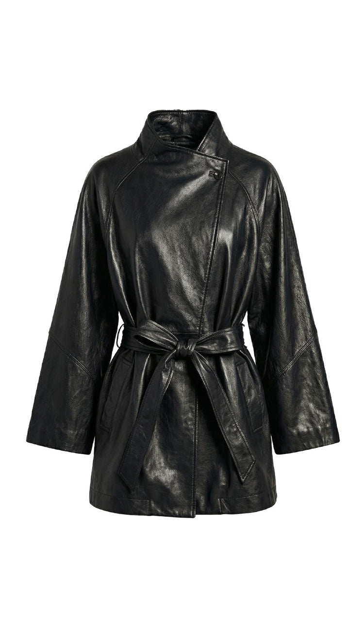 Oversize leather trench coat