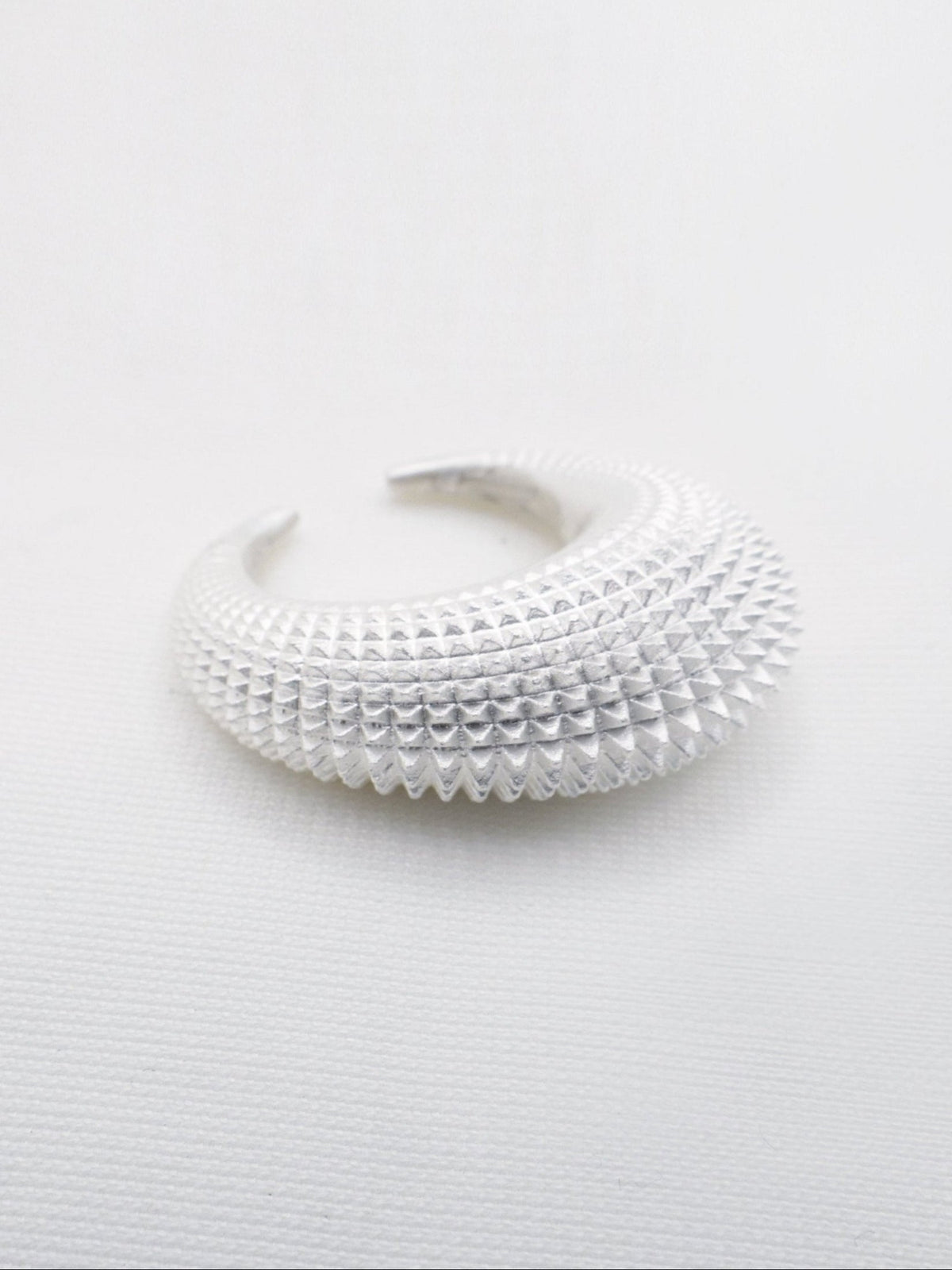 MOTHER SHELL silver ring — official product photograph on a light grey background