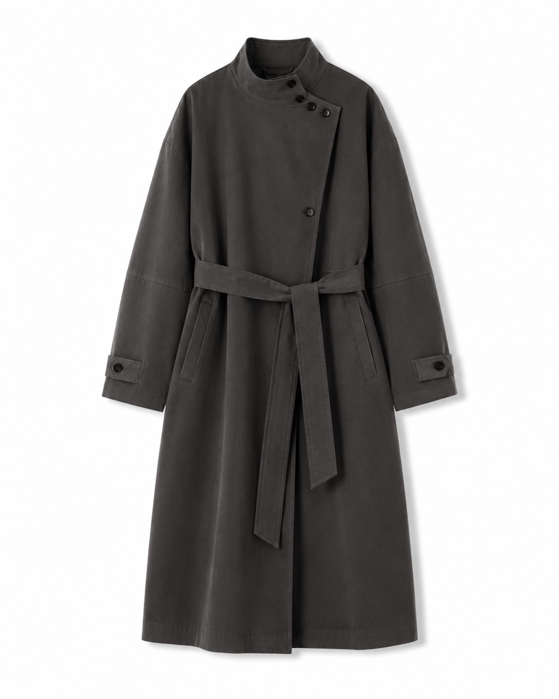 MIST | AW26 Asymmetric Stand-Collar Belted Trench-3