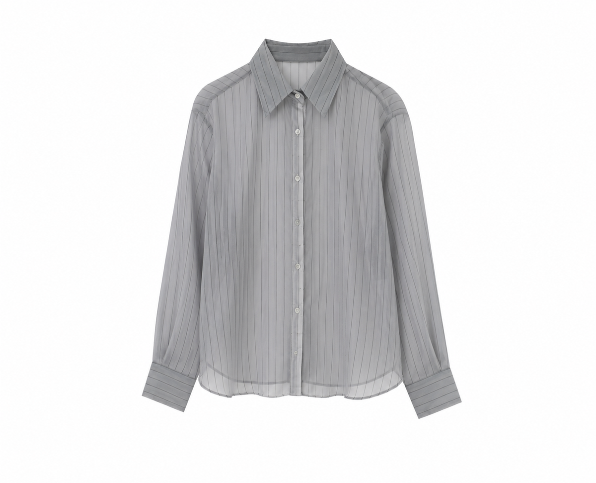 MIST | AW26 Sheer Pinstripe Button-Up Shirt-1