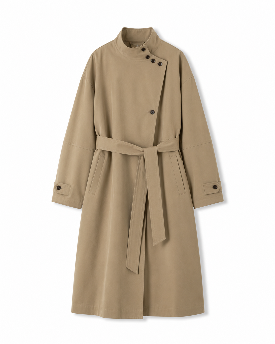 MIST | AW26 Asymmetric Stand-Collar Belted Trench-1