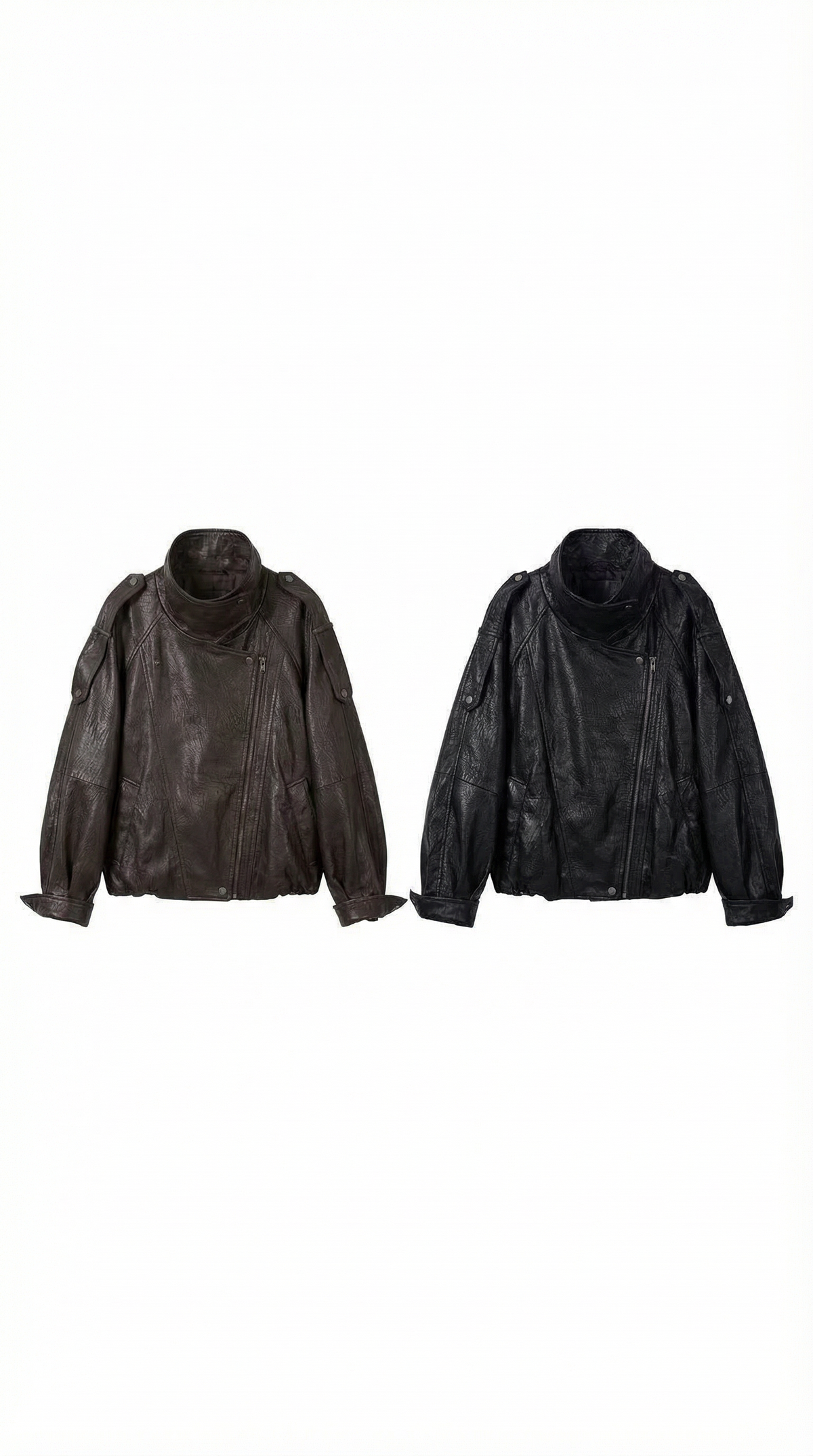 MIST | Veste en cuir à col trench PE26